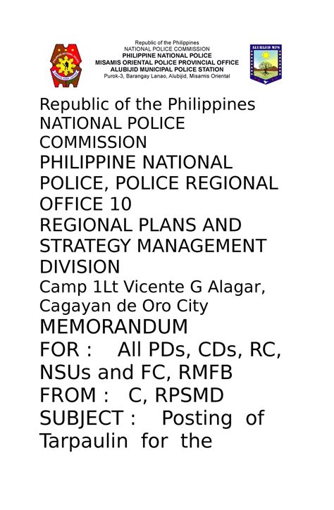 Republic of The Philippines National Police Commission  .